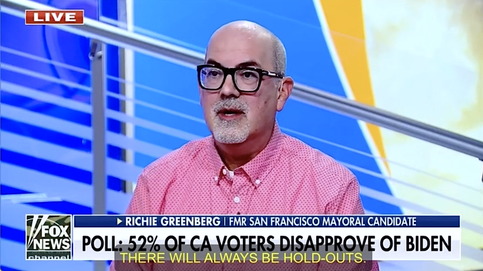 richie greenberg on Fox News describes how CA voters will vote blue